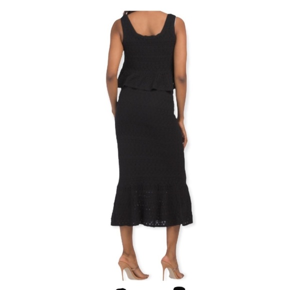 House of Harlow Black Square Neck Crochet Midi Skirt Set - Picture 4 of 11